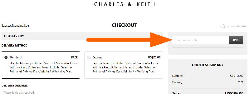Charles & Keith ใช้รหัสคูปอง
